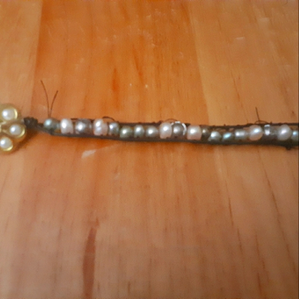 Handmade leather wrap beaded bracelet